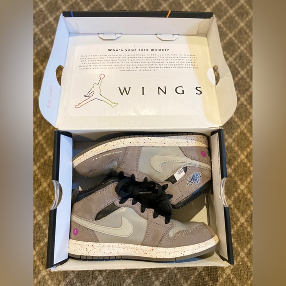 Kids Jordan 1’s Mid Wings 2024 size 3. Special edition.